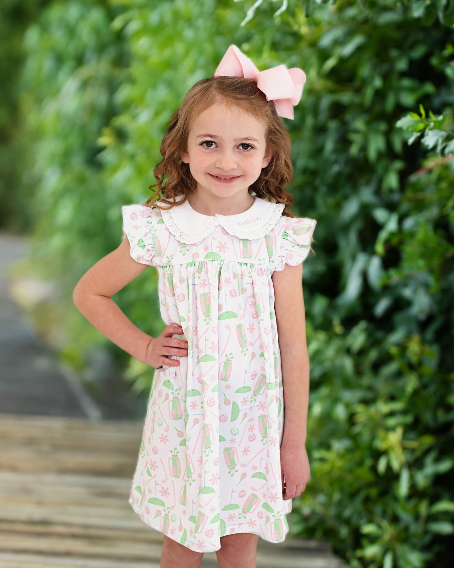 Pink And Green Golf Knit Dress