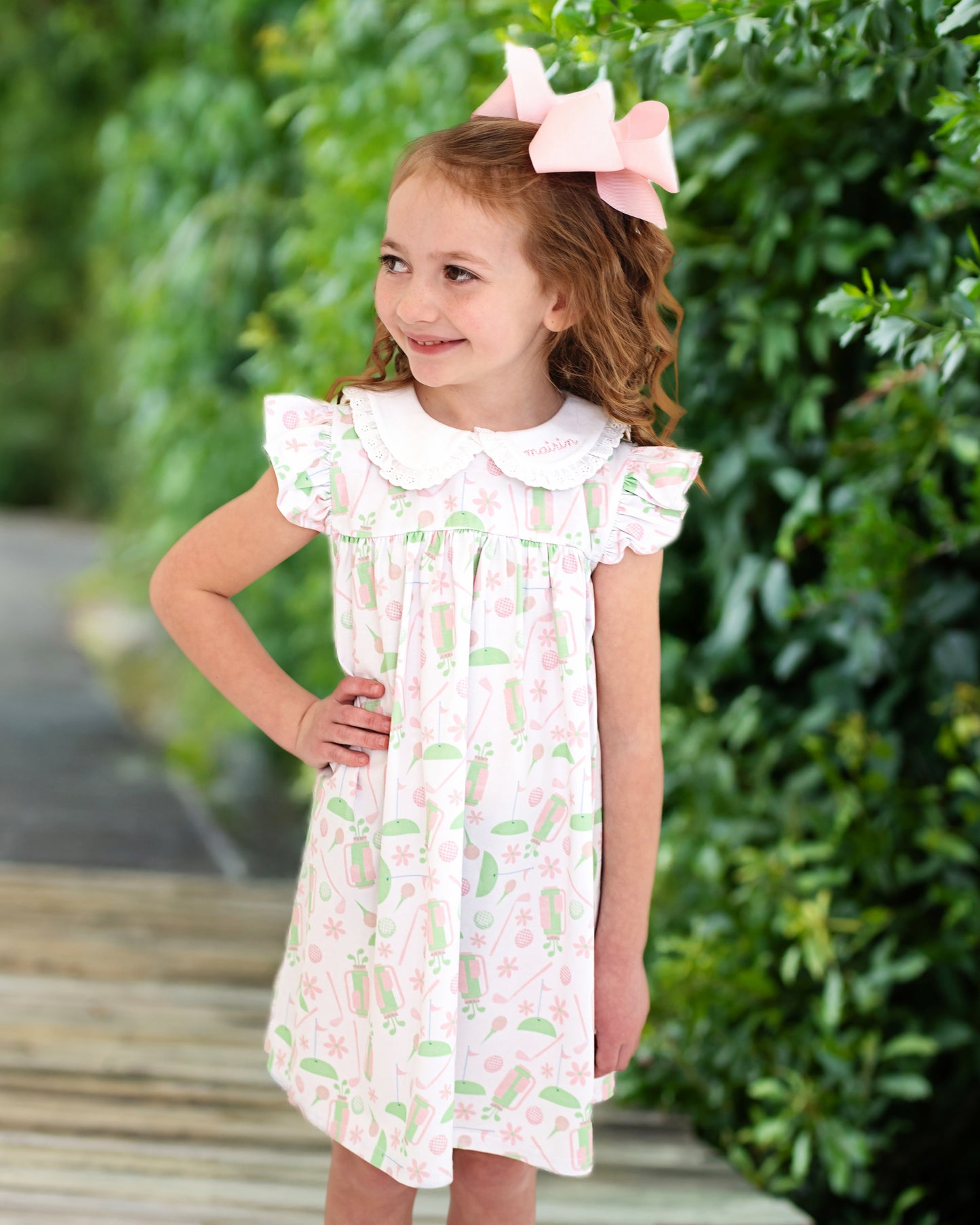 Pink And Green Golf Knit Dress