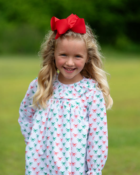 Red And Green Holiday Bow Dress