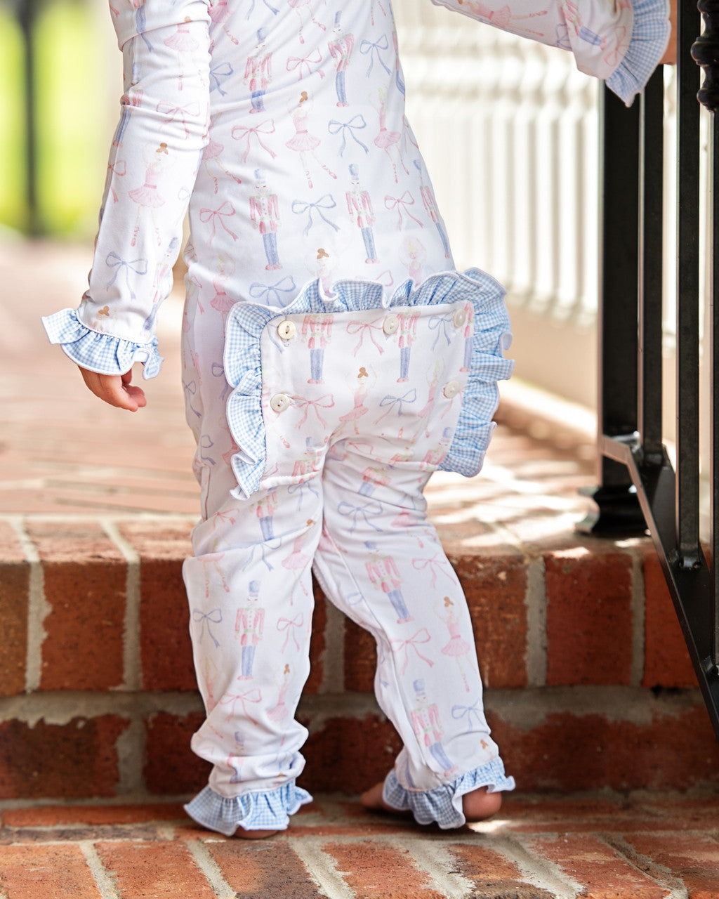 Blue Knit Ballet Nutcracker And Bow Zipper Pajamas