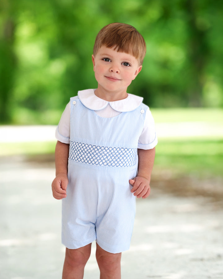 LuLu BeBe Boys Tan Gingham Smocked Mallard Ducks Jon Jon main image 1