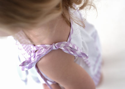 Lavender Smocked Shoulder Tie Diaper Set