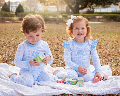 Blue Knit Apple Pajamas