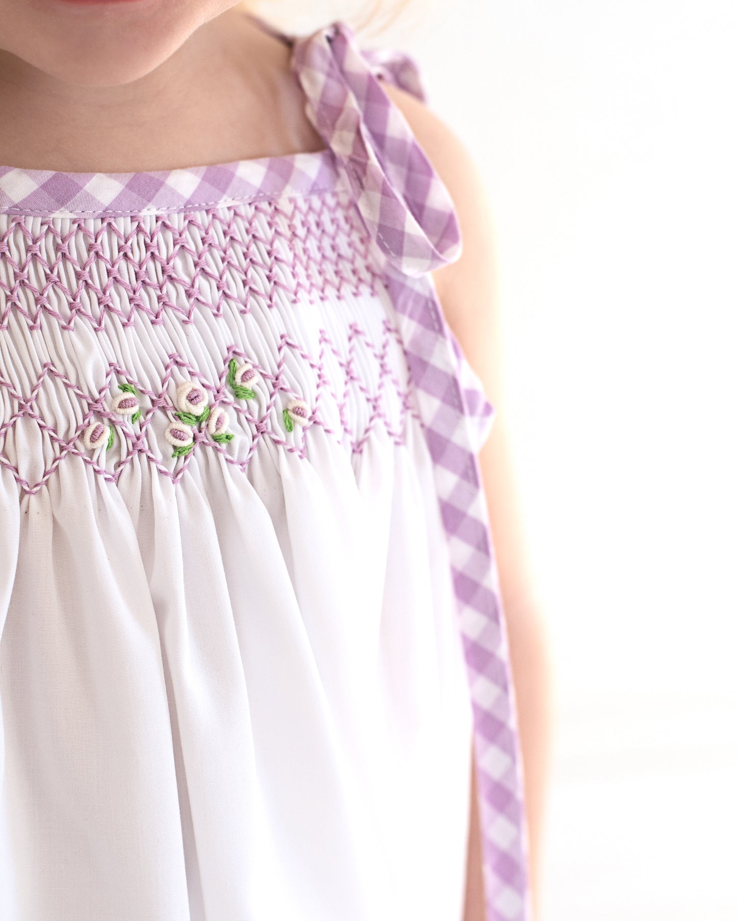 Lavender Smocked Shoulder Tie Diaper Set