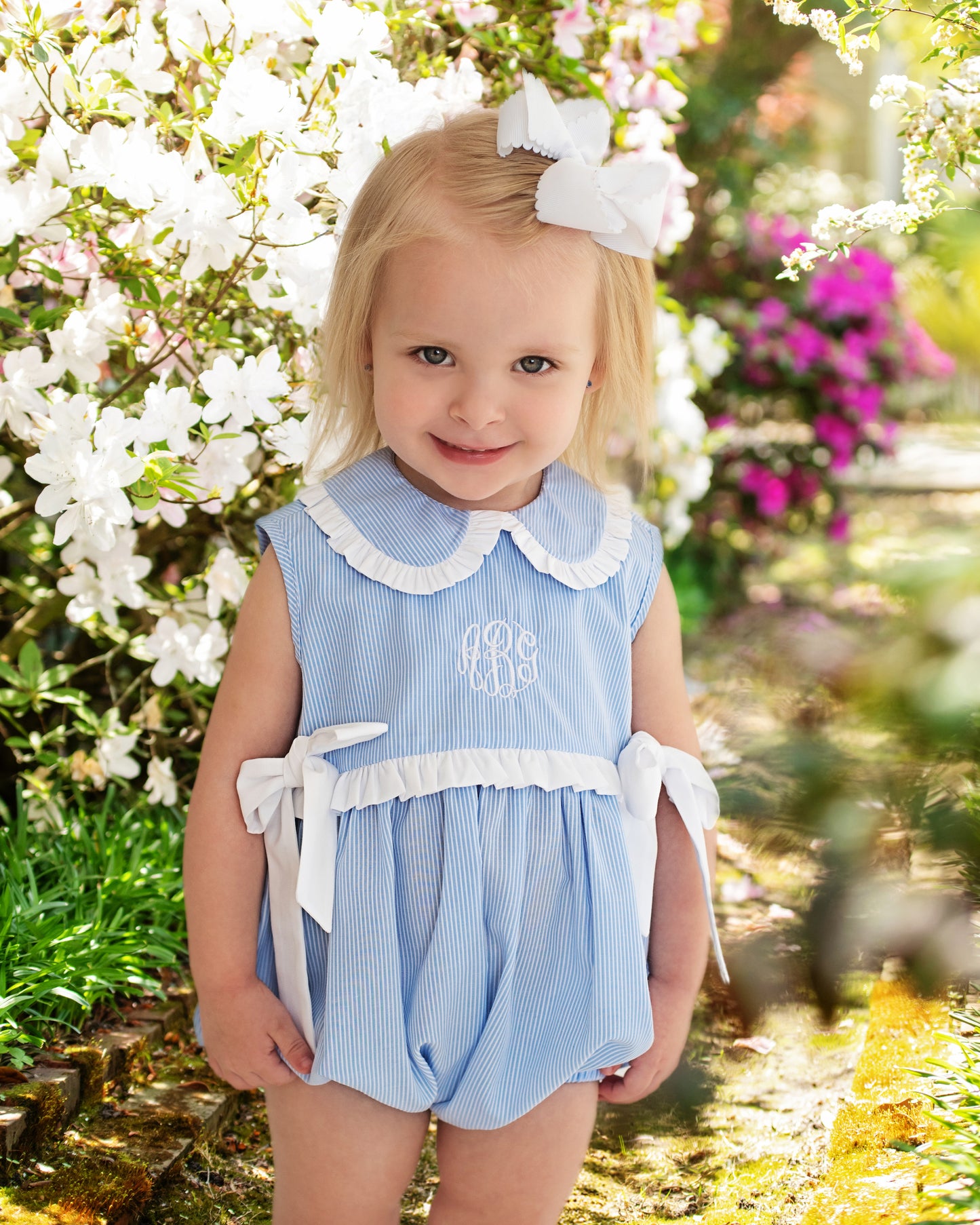 Blue And White Striped Bow Bubble