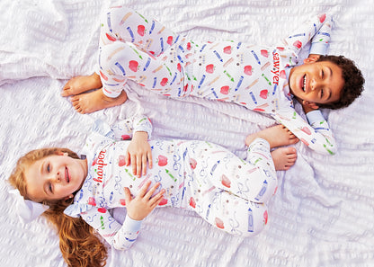 Girls School Supply Knit Pajamas