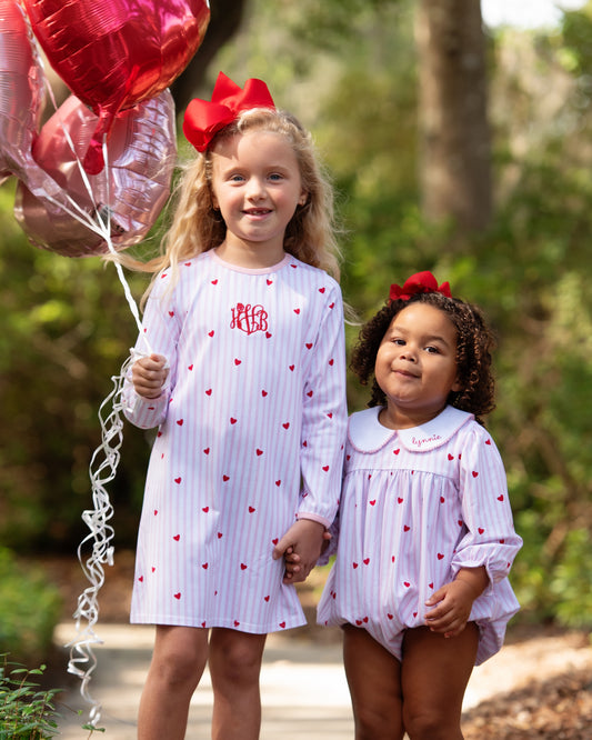 Pink Mini Stripe Knit Heart Play Dress
