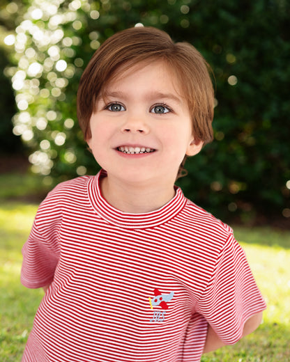 Red Striped Knit Airplane Shirt