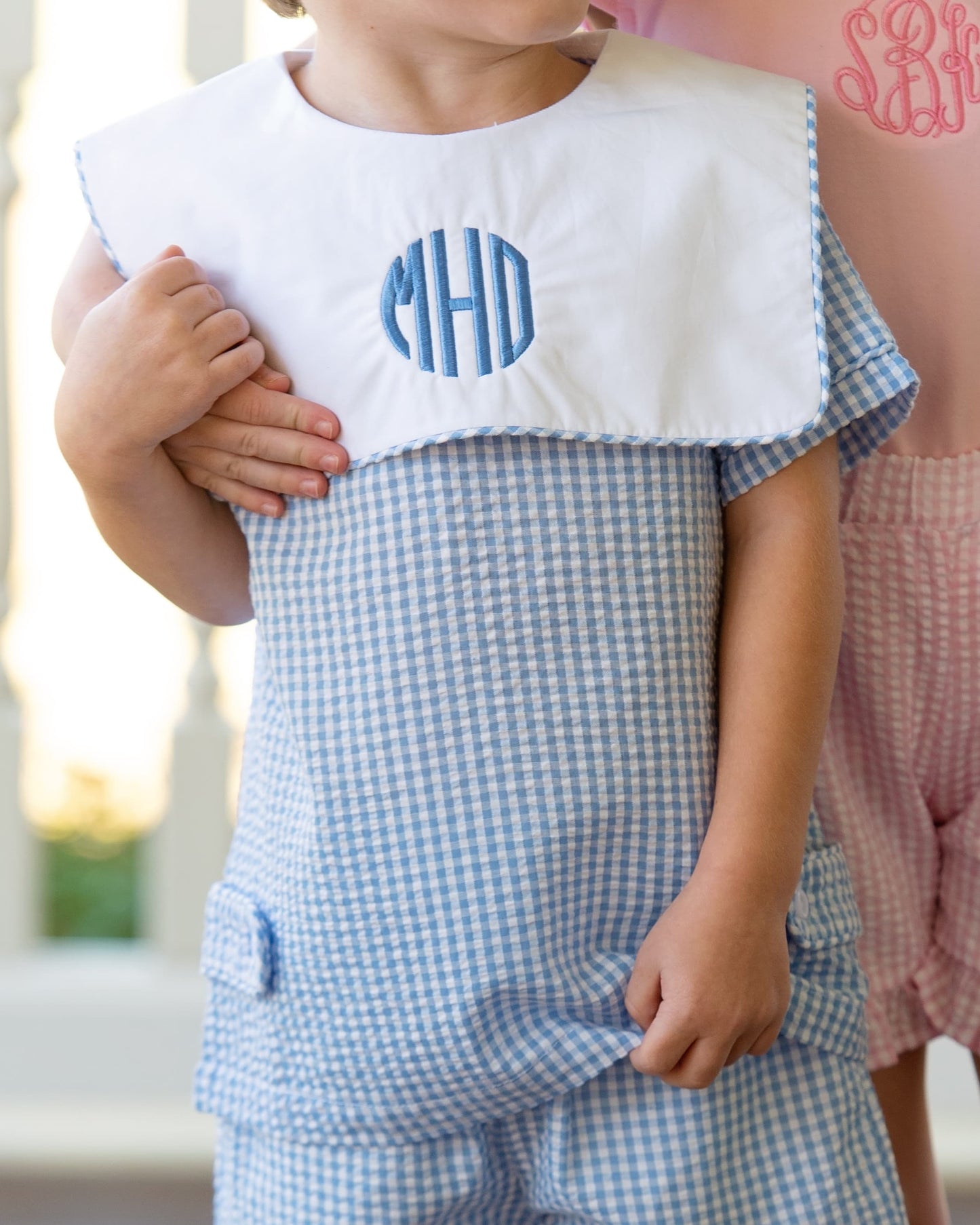 Blue Seersucker Short Set