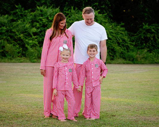 Men's Red And White Check Pajama Pants
