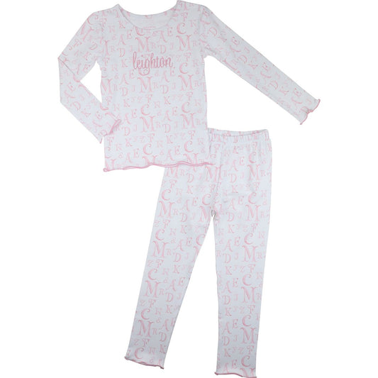 Pink Alphabet Knit Pajamas