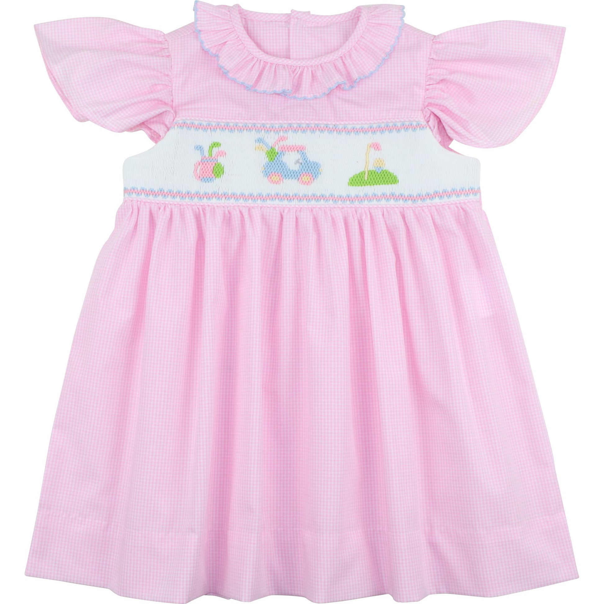 Pink Gingham Smocked Golf Dress - Cecil & Lou Pink Gingham Smocked Golf Dress - Cecil & Lou