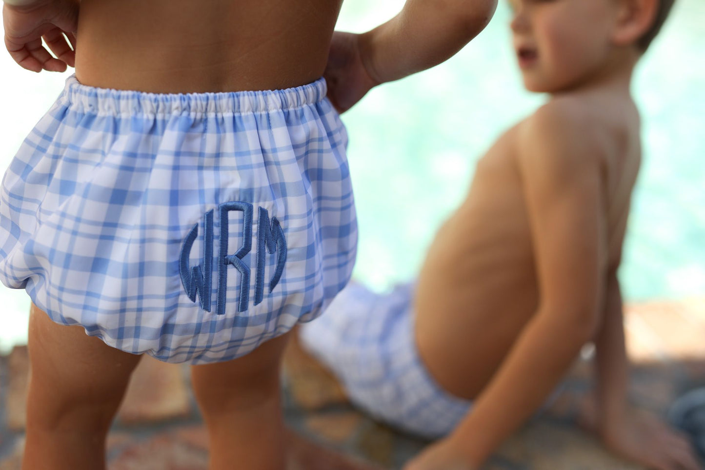 Blue Plaid Swim Bloomer