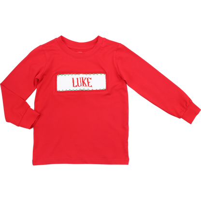 Red And Green Custom Smocked Shirt