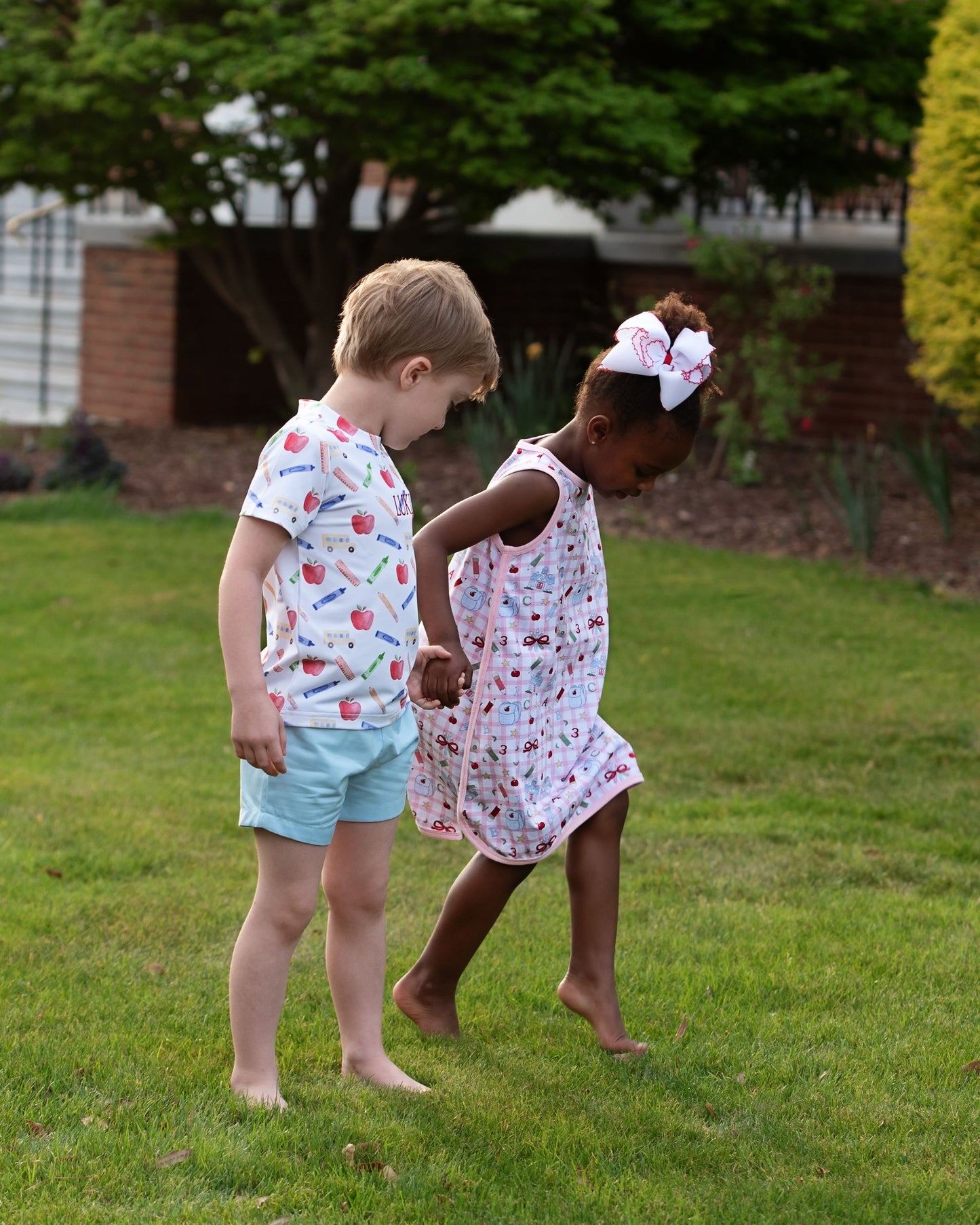 Pink Check Back To School Play Dress