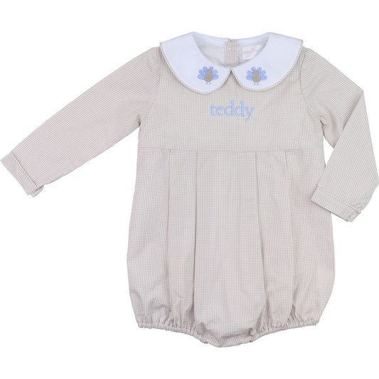 Khaki Gingham Embroidered Turkey Bubble