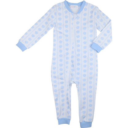 Blue Knit Apple Zipper Pajamas