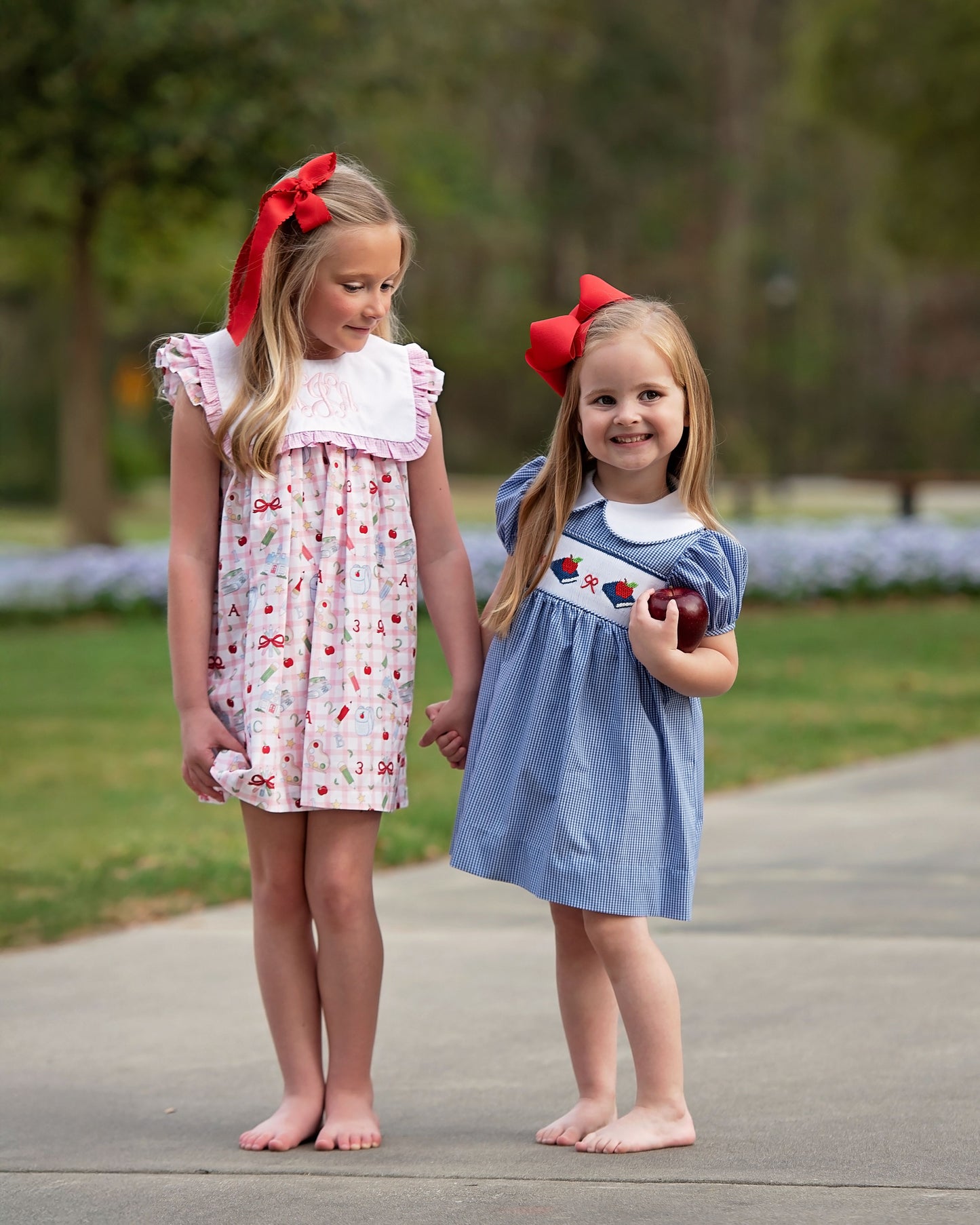 Navy Gingham Smocked Back To School Dress