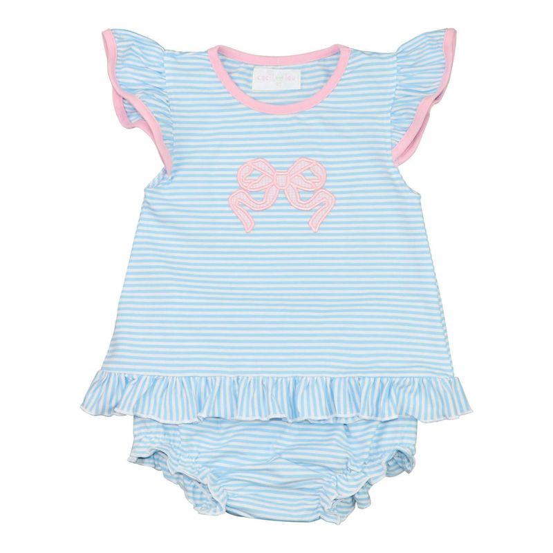 Knit Applique Bow Diaper Set
