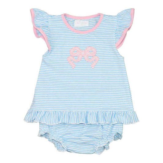 Knit Applique Bow Diaper Set