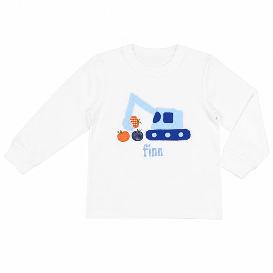 Knit Applique Pumpkins Excavator Shirt2