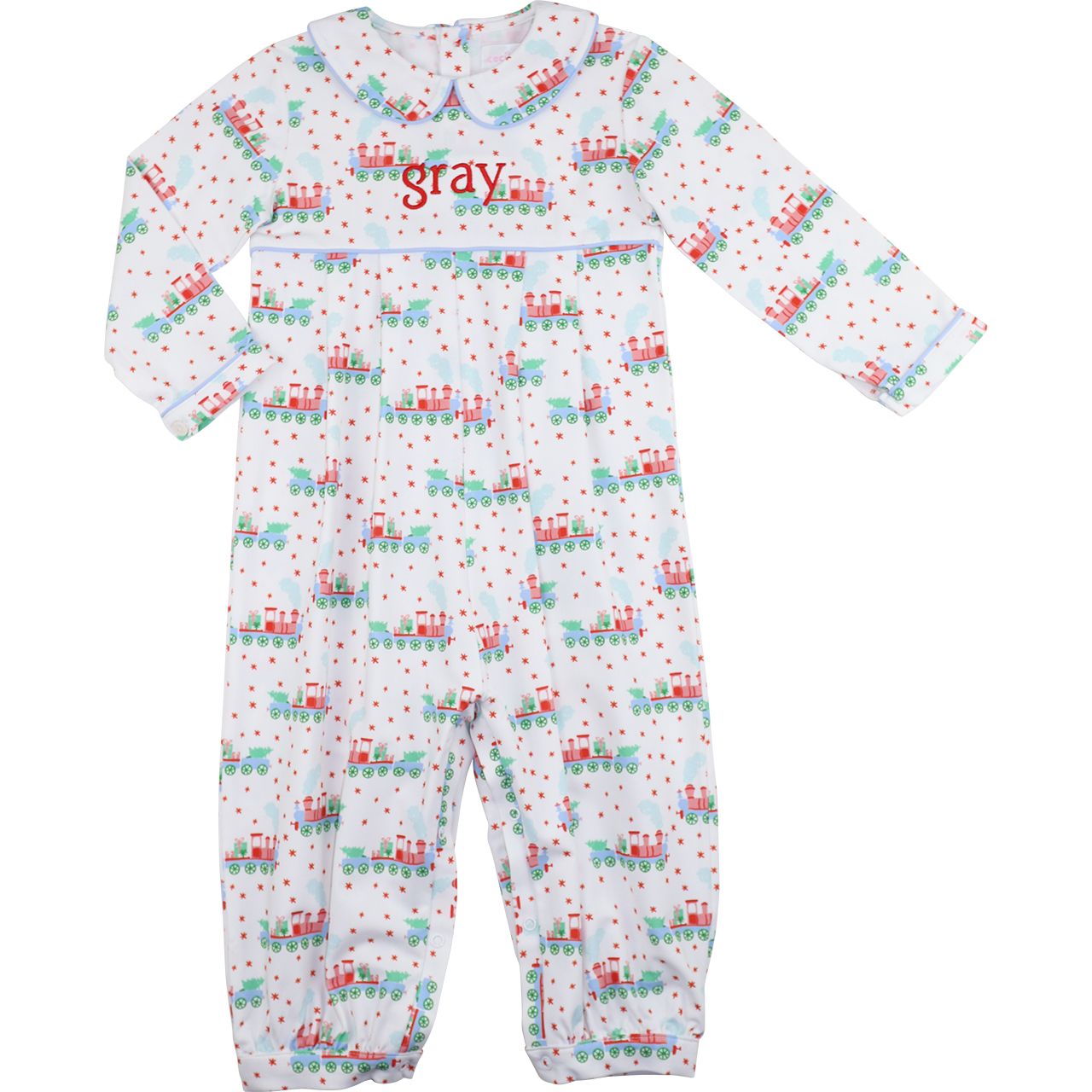 Knit Christmas Train Long Romper