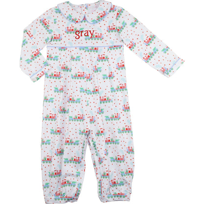 Knit Christmas Train Long Romper