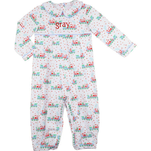 Knit Christmas Train Long Romper