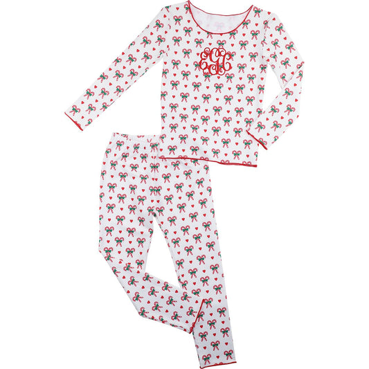 Knit Heart And Candy Cane Pajamas