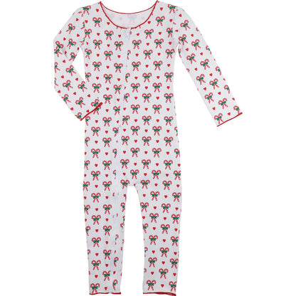 Knit Heart And Candy Cane Zipper Pajamas