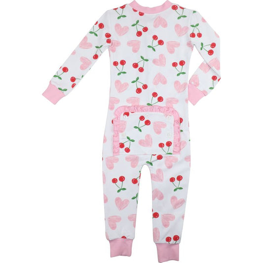 Knit Heart And Cherry Zipper Pajamas