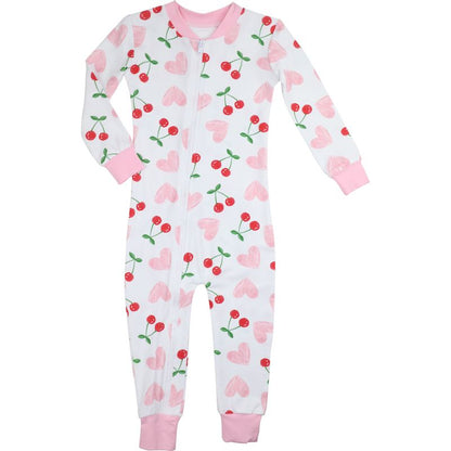 Knit Heart And Cherry Zipper Pajamas
