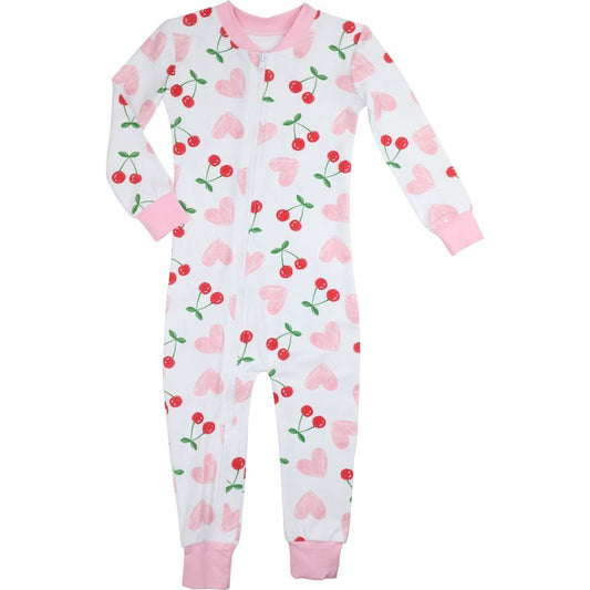 Knit Heart And Cherry Zipper Pajamas