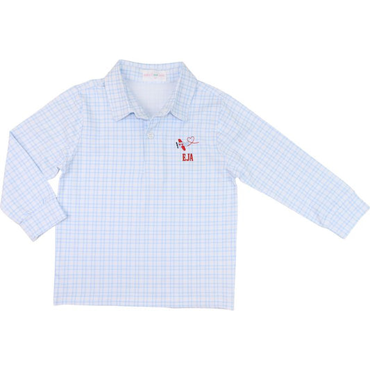 Knit Valentine Airplane Polo Shirt