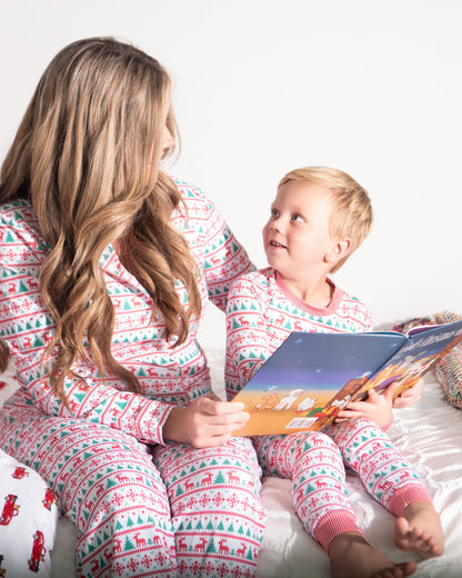 Red And Green Christmas Print Knit Pajamas