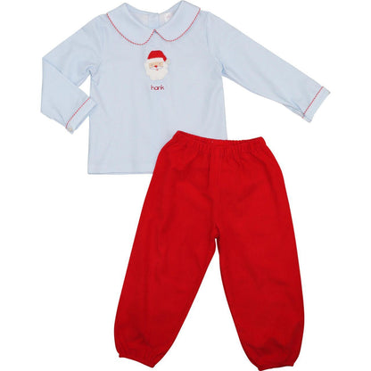 Blue And Red Crocheted Santa Ankle Pant Set