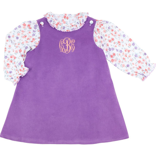 Lavender Floral Corduroy Dress Set