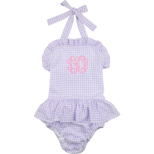 Lavender Gingham Seersucker Swimsuit