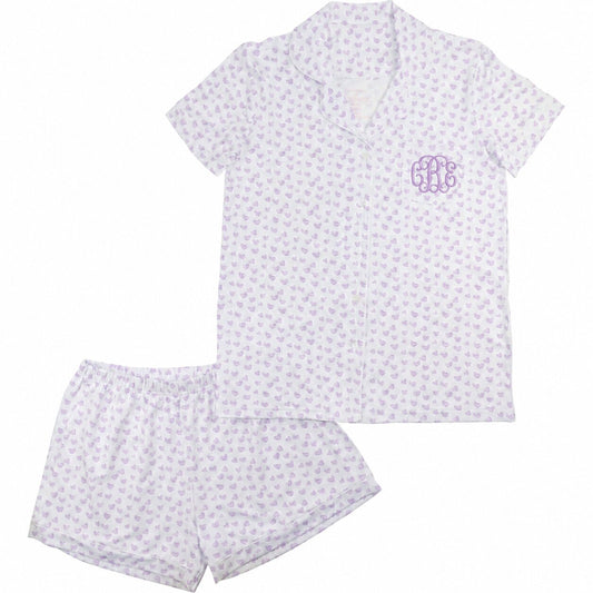 Lavender Heart Knit Pajamas1