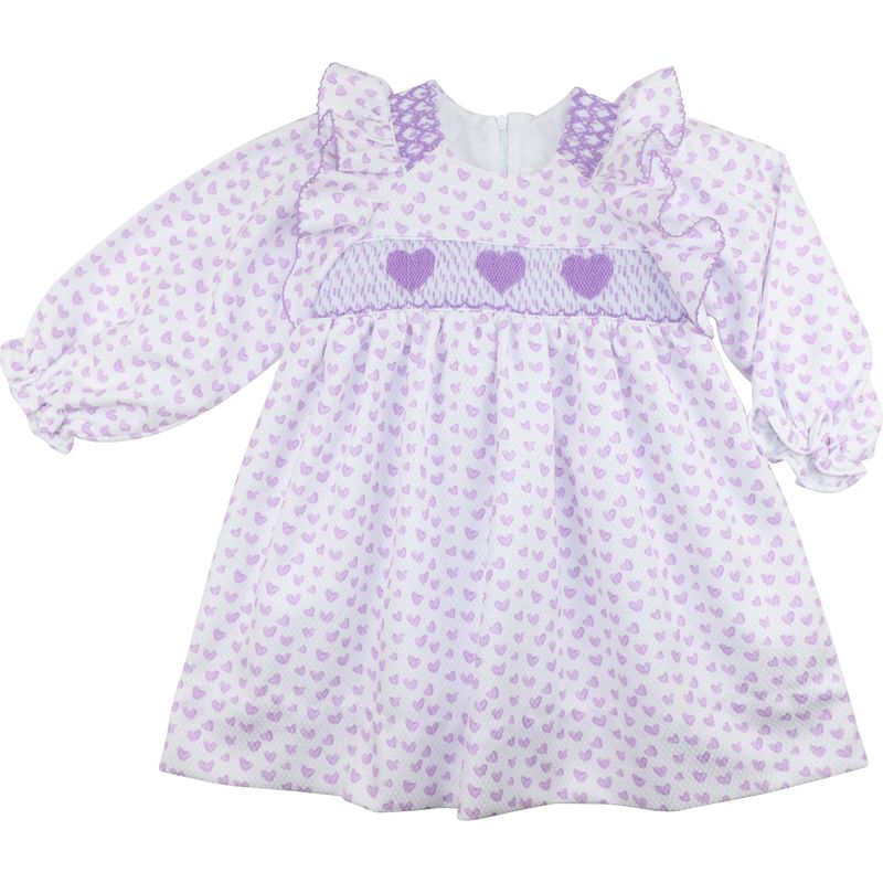 Lavender Smocked Hearts Dress