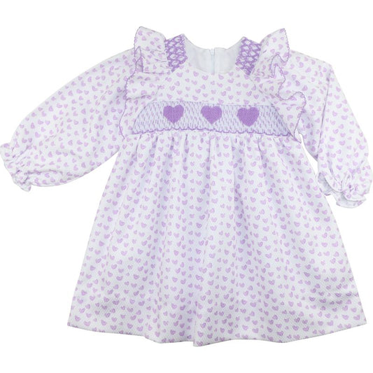 Lavender Smocked Hearts Dress