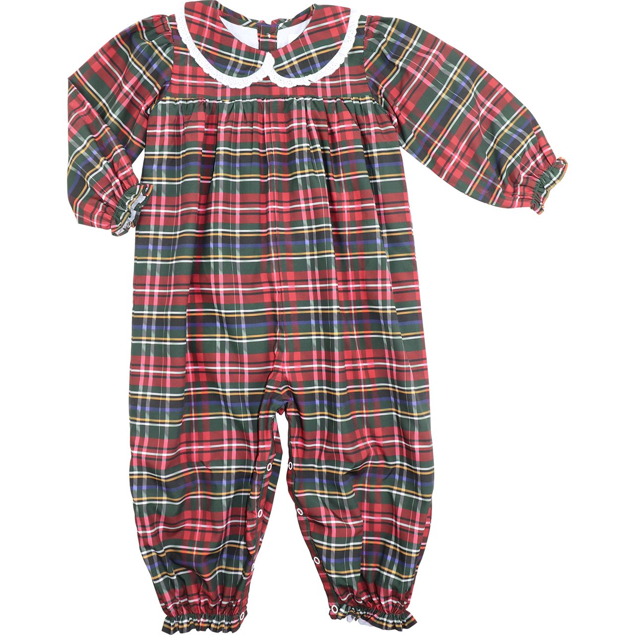 Green And Red Plaid Eyelet Long Bubble