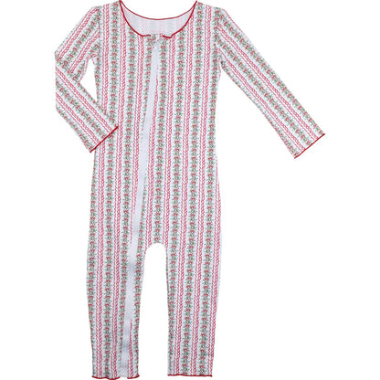 Red And Green Knit Holiday Garland Zipper Pajamas
