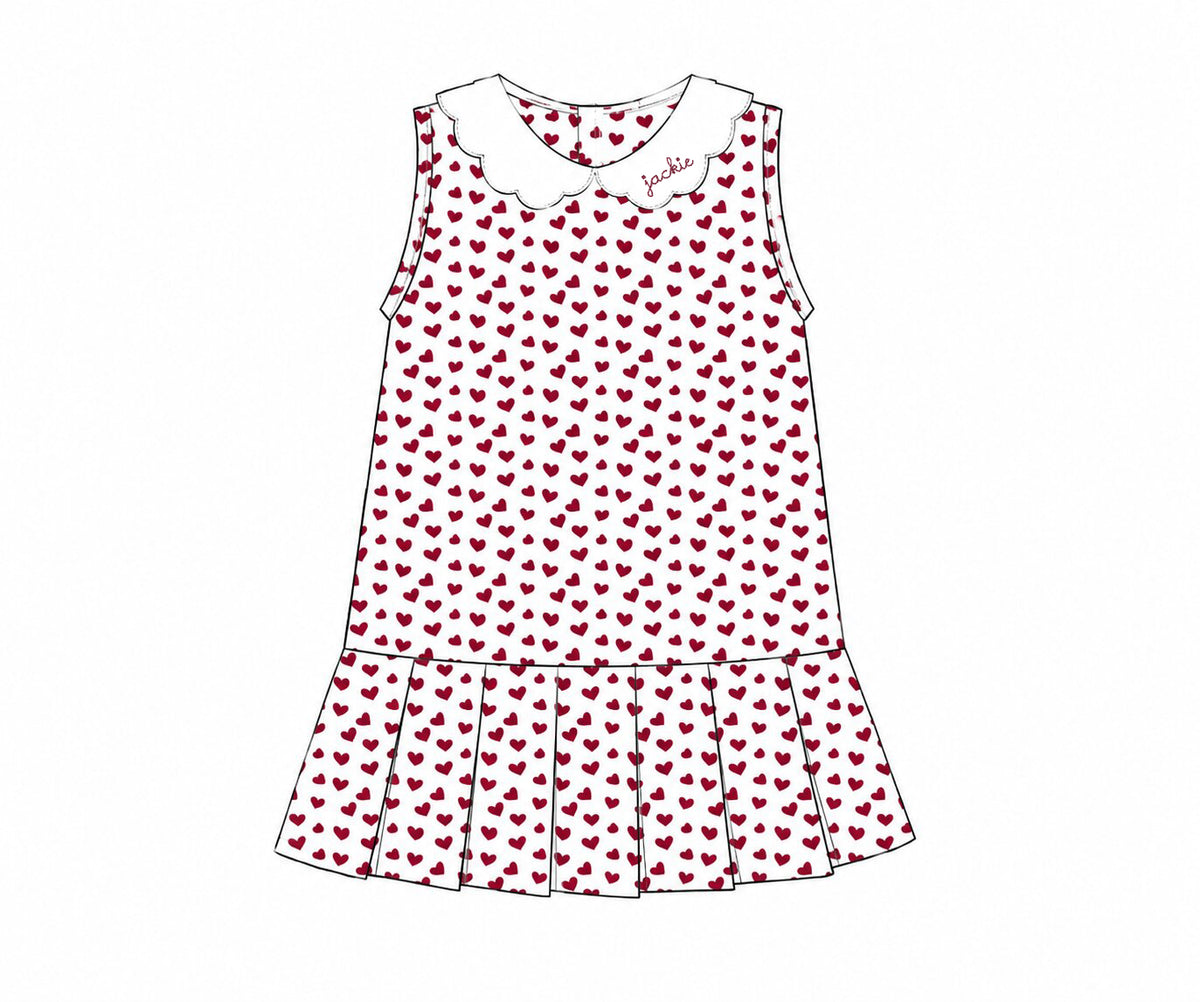 Maroon Heart Print Knit Tennis Dress2