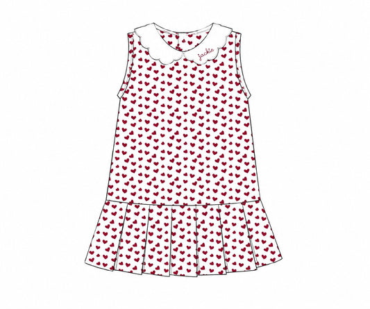Maroon Heart Print Knit Tennis Dress2