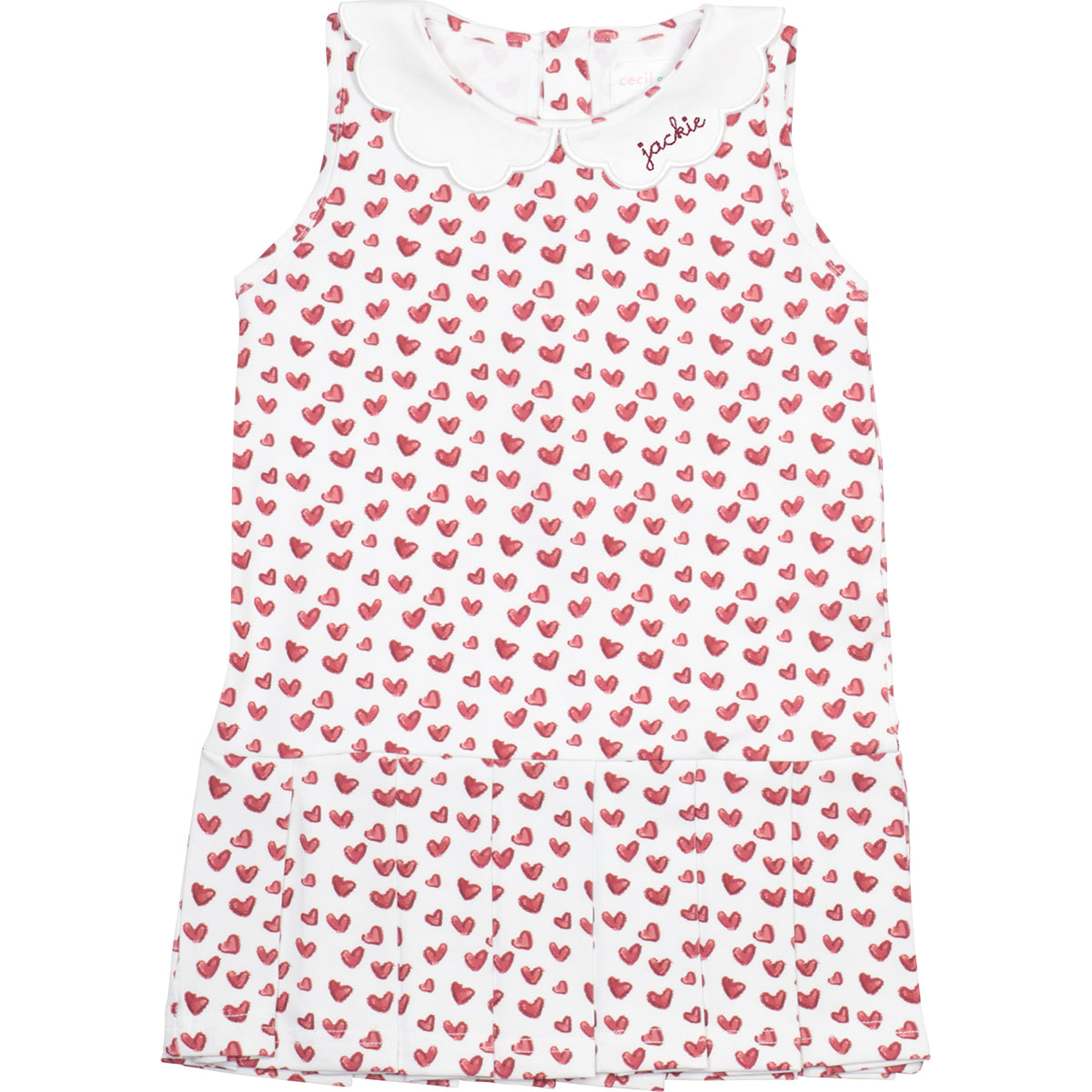 Maroon Heart Print Knit Tennis Dress with monogram