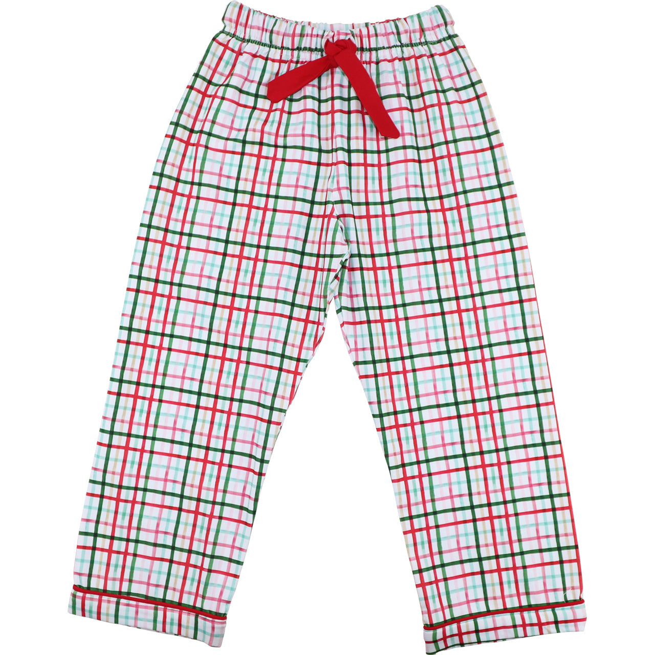 Men's Red and Green Plaid Windowpane Pajama Pants