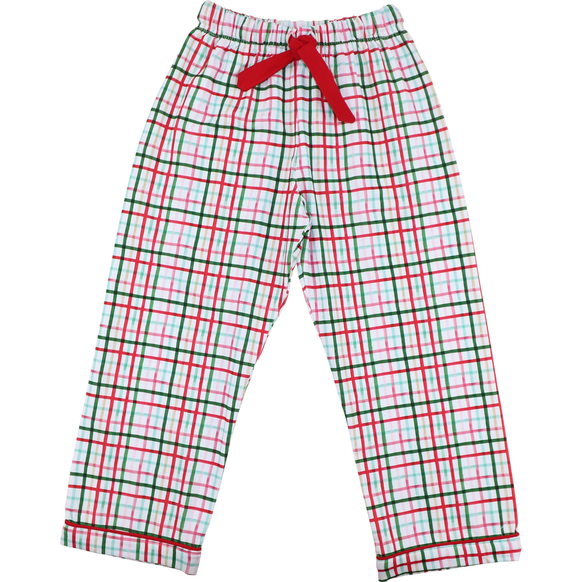 Men's Red and Green Plaid Windowpane Pajama Pants