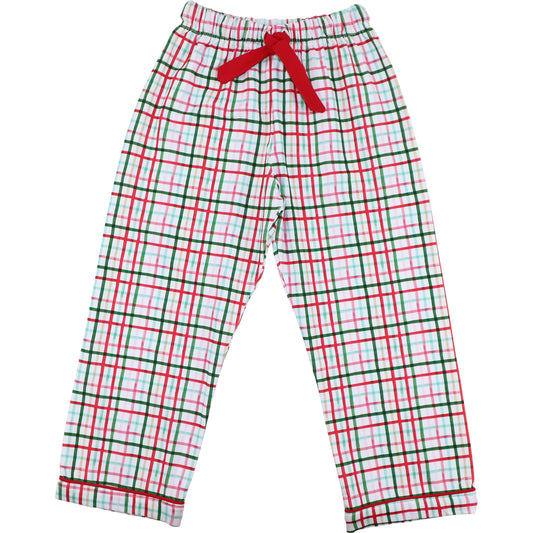 Men's Red and Green Plaid Windowpane Pajama Pants