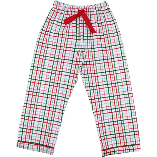 Men's Red and Green Plaid Windowpane Pajama Pants